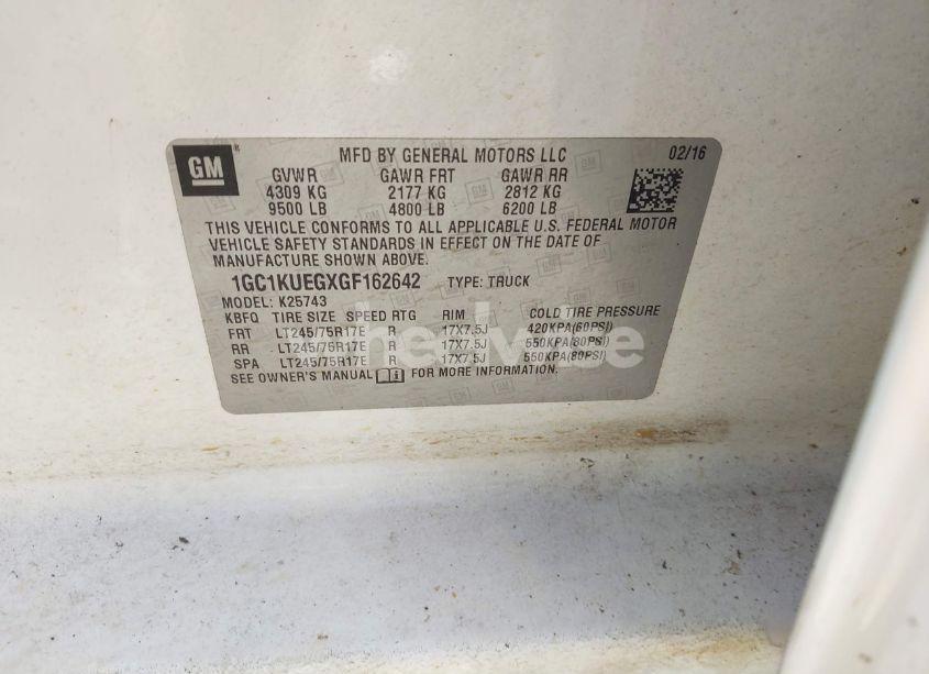 Photo 9 of 2016 Chevrolet Silverado 2500HD WT (VIN 1GC1KUEGXGF162642)