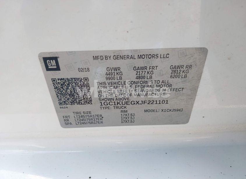 Photo 9 of 2018 Chevrolet Silverado 2500HD WT (VIN 1GC1KUEGXJF221101)