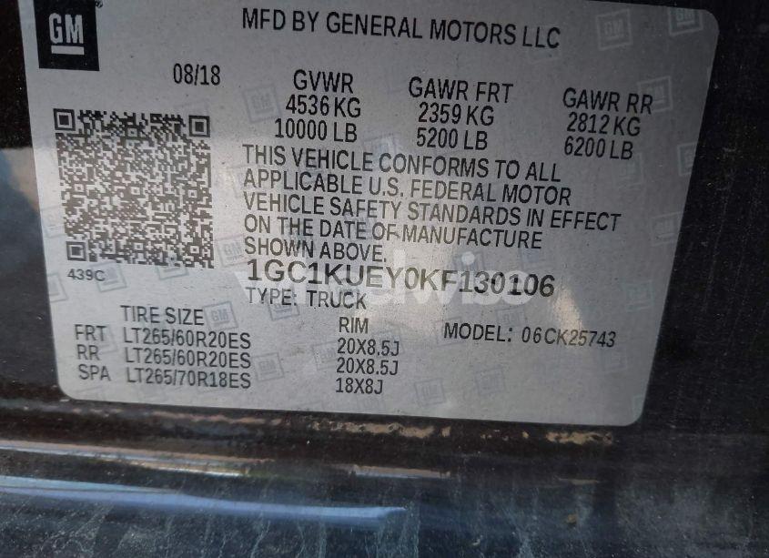 Photo 9 of 2019 Chevrolet Silverado 2500HD HIGH COUNTRY (VIN 1GC1KUEY0KF130106)