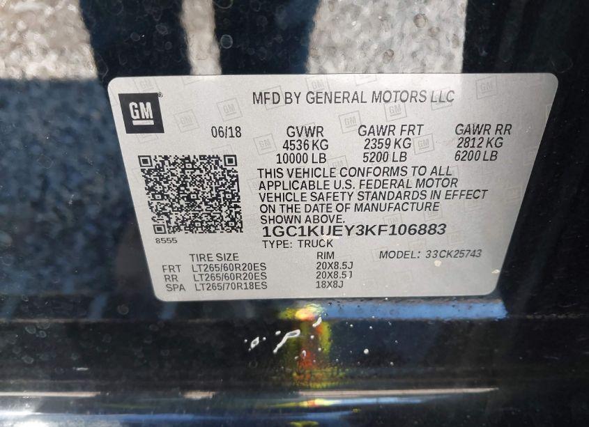 Photo 9 of 2019 Chevrolet Silverado 2500HD HIGH COUNTRY (VIN 1GC1KUEY3KF106883)