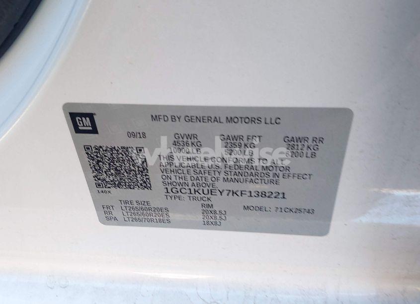 Photo 9 of 2019 Chevrolet Silverado 2500HD HIGH COUNTRY (VIN 1GC1KUEY7KF138221)