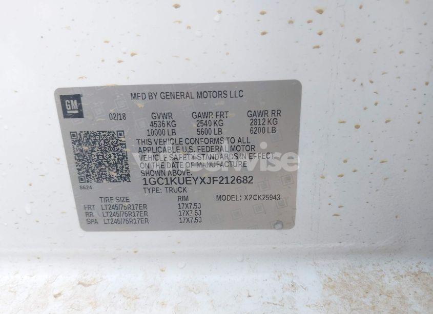 Photo 9 of 2018 Chevrolet Silverado 2500HD WT (VIN 1GC1KUEYXJF212682)