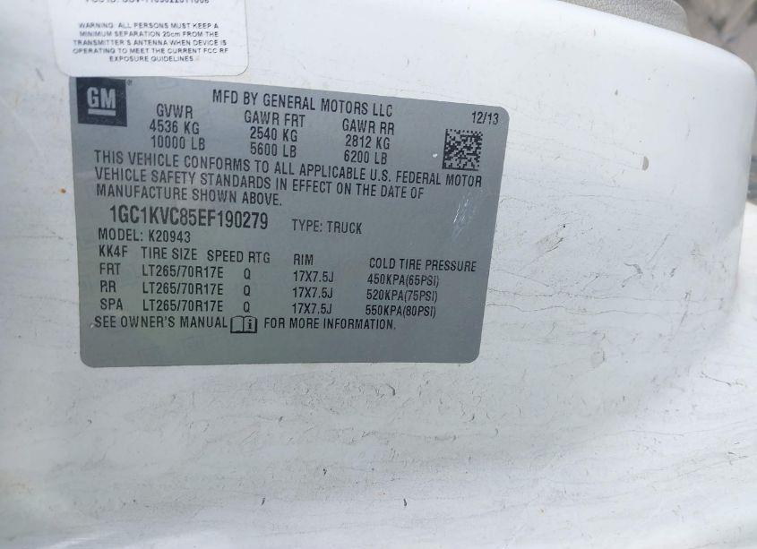 Photo 9 of 2014 Chevrolet Silverado 2500HD WORK TRUCK (VIN 1GC1KVC85EF190279)