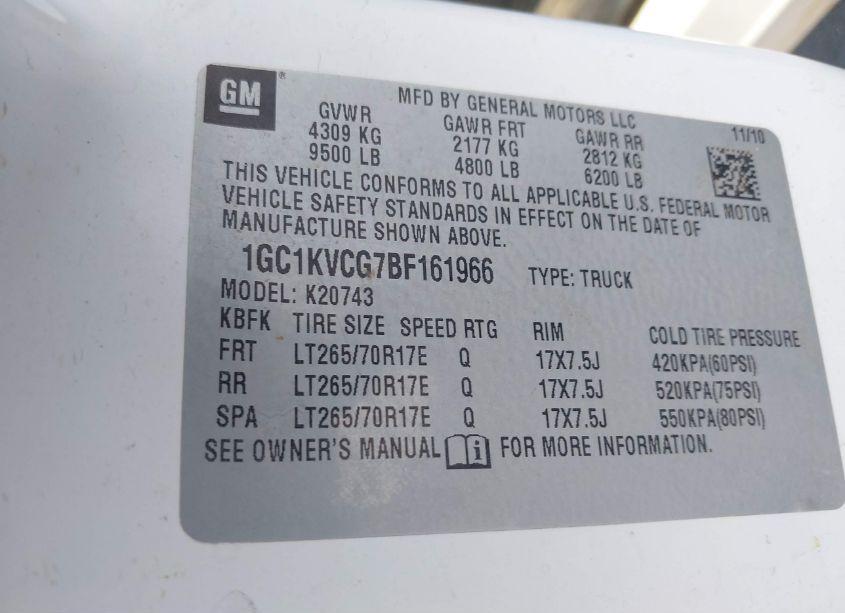 Photo 9 of 2011 Chevrolet Silverado 2500HD WORK TRUCK (VIN 1GC1KVCG7BF161966)