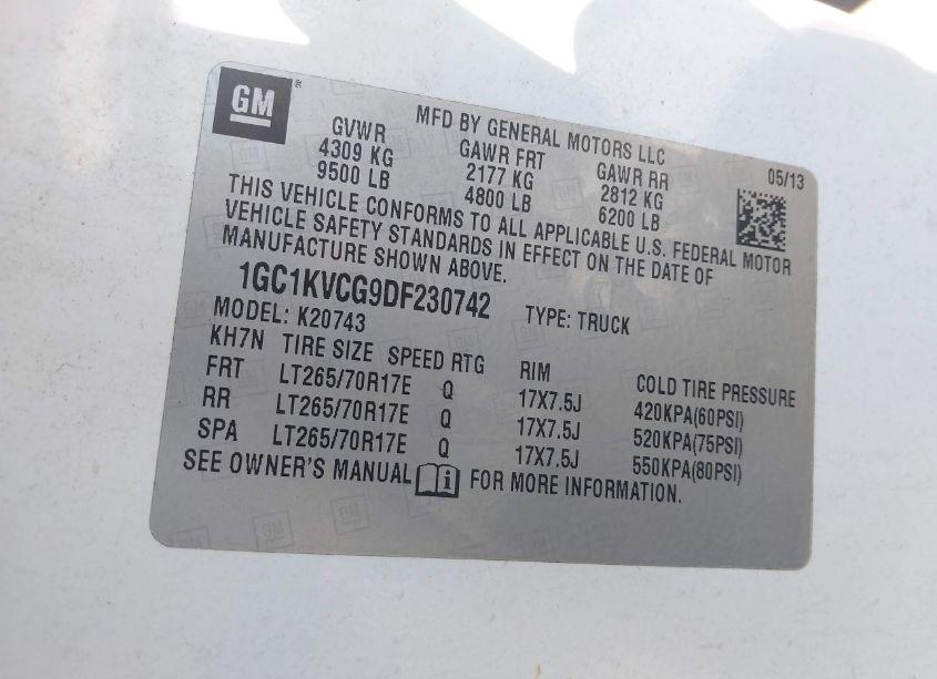 Photo 9 of 2013 Chevrolet Silverado 2500HD WORK TRUCK (VIN 1GC1KVCG9DF230742)