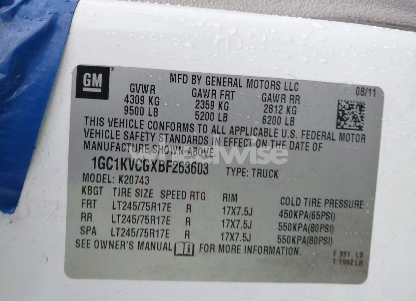 Photo 9 of 2011 Chevrolet Silverado 2500HD WORK TRUCK (VIN 1GC1KVCGXBF263603)