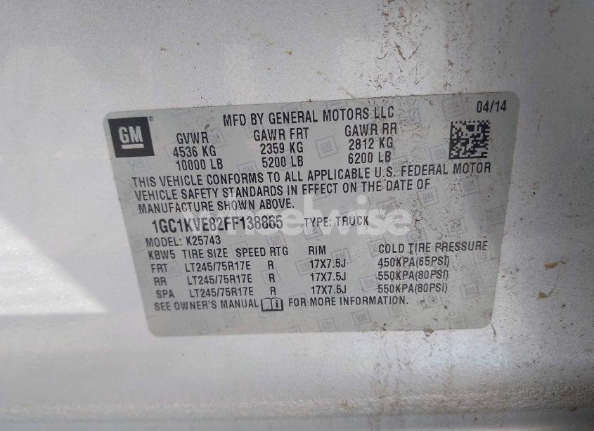 Photo 9 of 2015 Chevrolet Silverado 2500HD LT (VIN 1GC1KVE82FF138865)