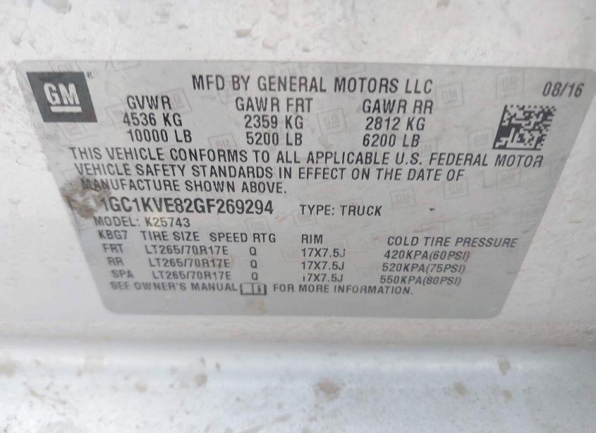 Photo 9 of 2016 Chevrolet Silverado 2500HD LT (VIN 1GC1KVE82GF269294)