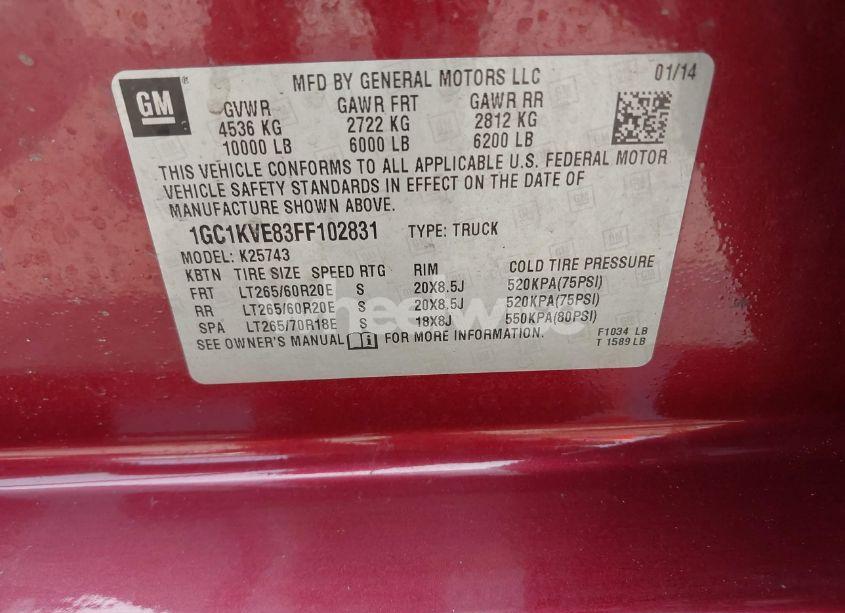 Photo 9 of 2015 Chevrolet Silverado 2500HD LT (VIN 1GC1KVE83FF102831)