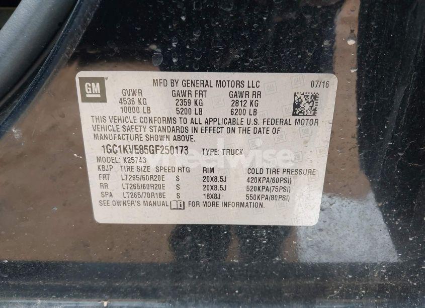Photo 9 of 2016 Chevrolet Silverado 2500HD LT (VIN 1GC1KVE85GF250173)