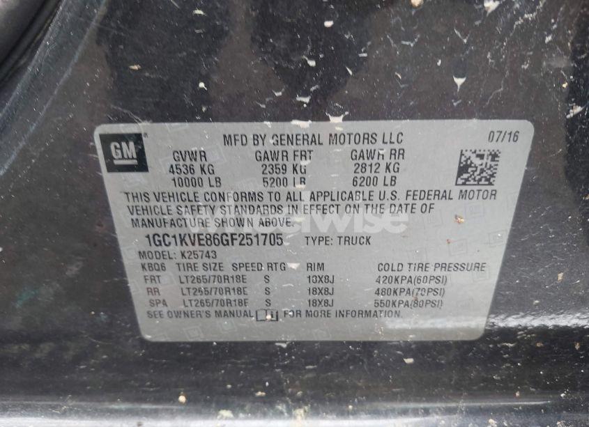 Photo 9 of 2016 Chevrolet Silverado 2500HD LT (VIN 1GC1KVE86GF251705)