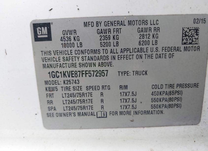 Photo 9 of 2015 Chevrolet Silverado 2500HD LT (VIN 1GC1KVE87FF572957)