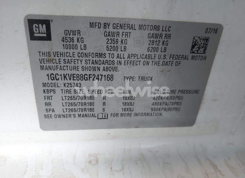 Photo 9 of 2016 Chevrolet Silverado 2500HD LT (VIN 1GC1KVE88GF247168)