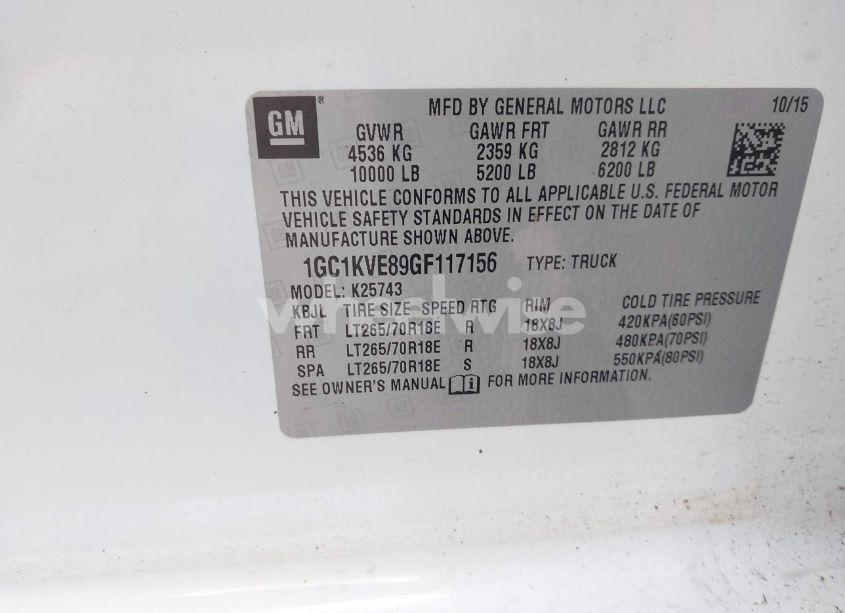 Photo 9 of 2016 Chevrolet Silverado 2500HD LT (VIN 1GC1KVE89GF117156)