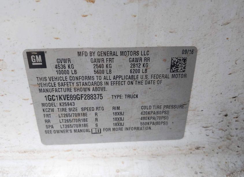 Photo 9 of 2016 Chevrolet Silverado 2500HD LT (VIN 1GC1KVE89GF288375)