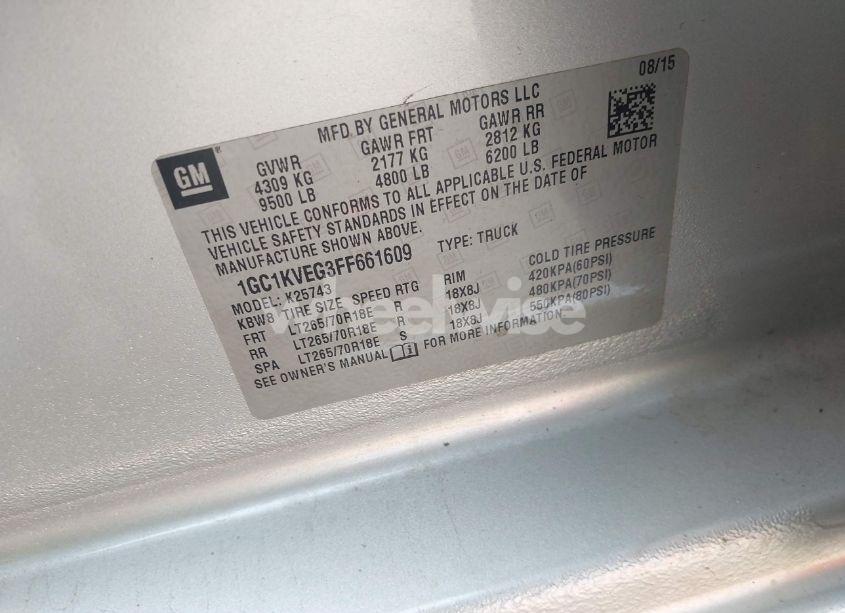 Photo 9 of 2015 Chevrolet Silverado 2500HD LT (VIN 1GC1KVEG3FF661609)