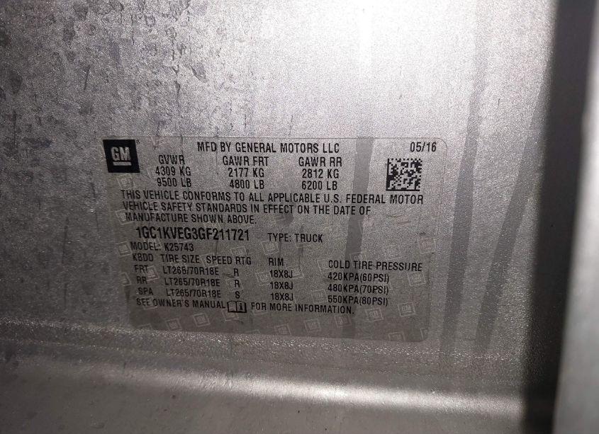 Photo 9 of 2016 Chevrolet Silverado 2500HD LT (VIN 1GC1KVEG3GF211721)
