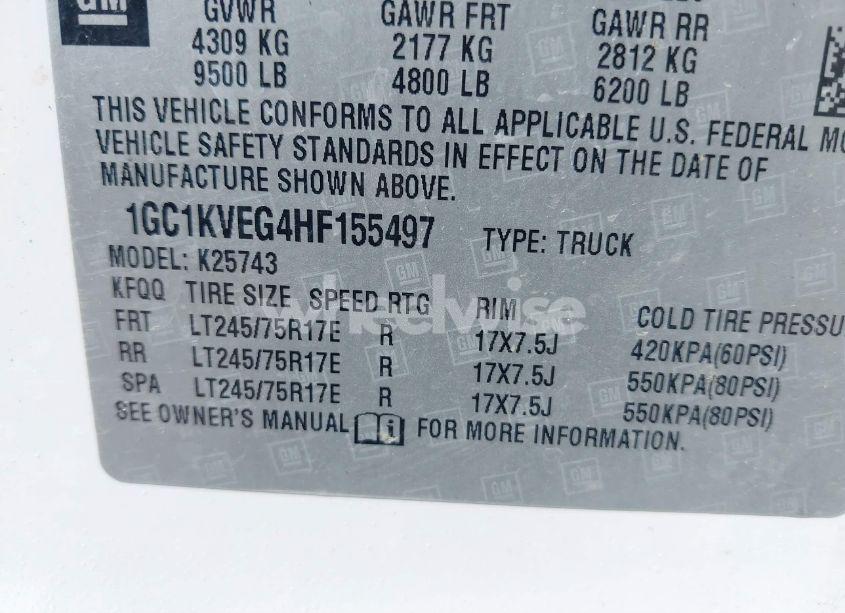 Photo 9 of 2017 Chevrolet Silverado 2500HD LT (VIN 1GC1KVEG4HF155497)