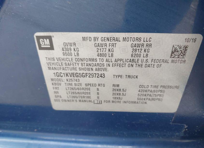 Photo 9 of 2016 Chevrolet Silverado 2500HD LT (VIN 1GC1KVEG5GF297243)