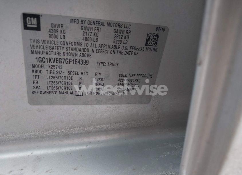 Photo 9 of 2016 Chevrolet Silverado 2500HD LT (VIN 1GC1KVEG7GF164399)