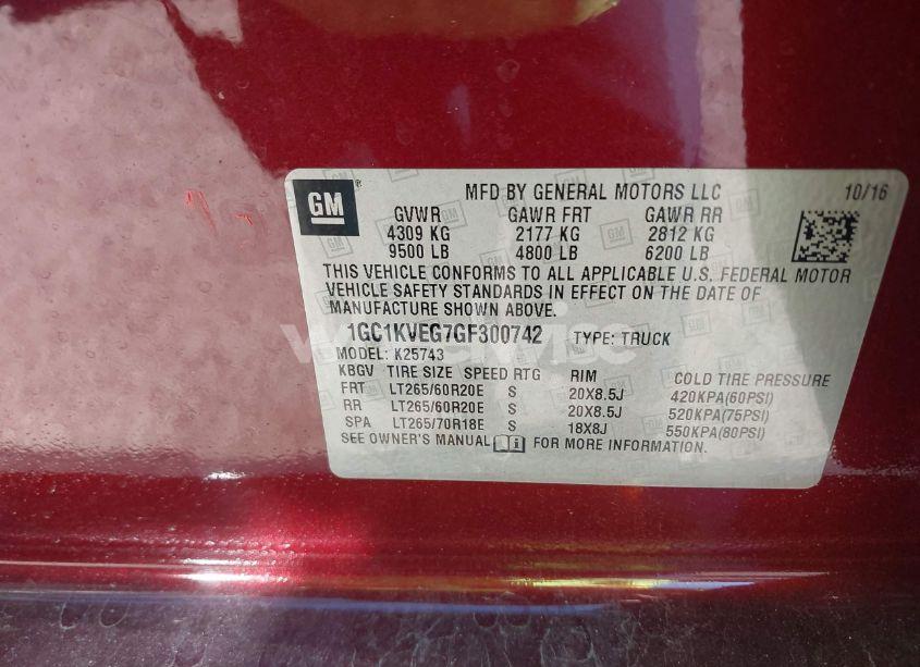 Photo 9 of 2016 Chevrolet Silverado 2500HD LT (VIN 1GC1KVEG7GF300742)