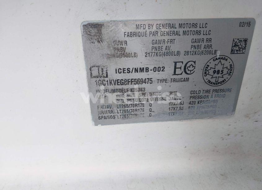 Photo 9 of 2015 Chevrolet Silverado 2500HD LT (VIN 1GC1KVEG8FF569475)