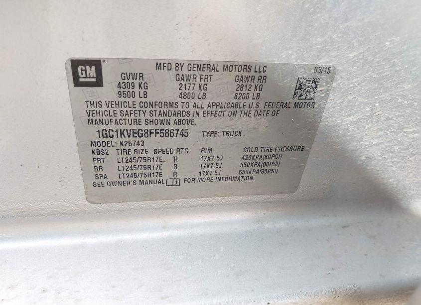 Photo 9 of 2015 Chevrolet Silverado 2500HD LT (VIN 1GC1KVEG8FF586745)