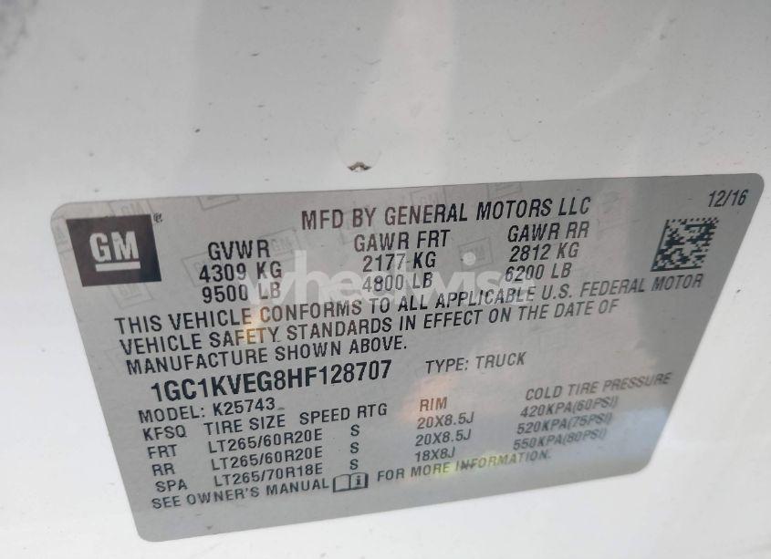 Photo 9 of 2017 Chevrolet Silverado 2500HD LT (VIN 1GC1KVEG8HF128707)