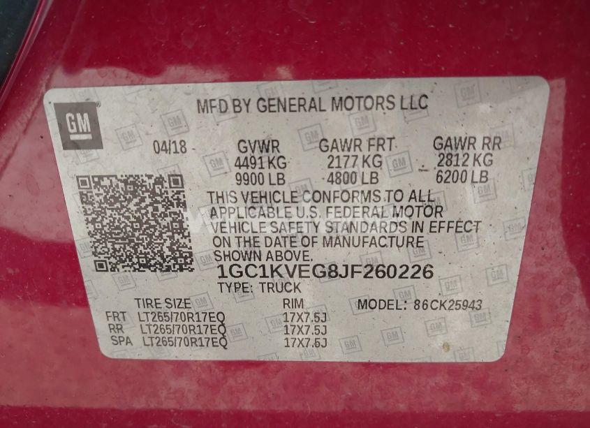 Photo 9 of 2018 Chevrolet Silverado 2500HD LT (VIN 1GC1KVEG8JF260226)