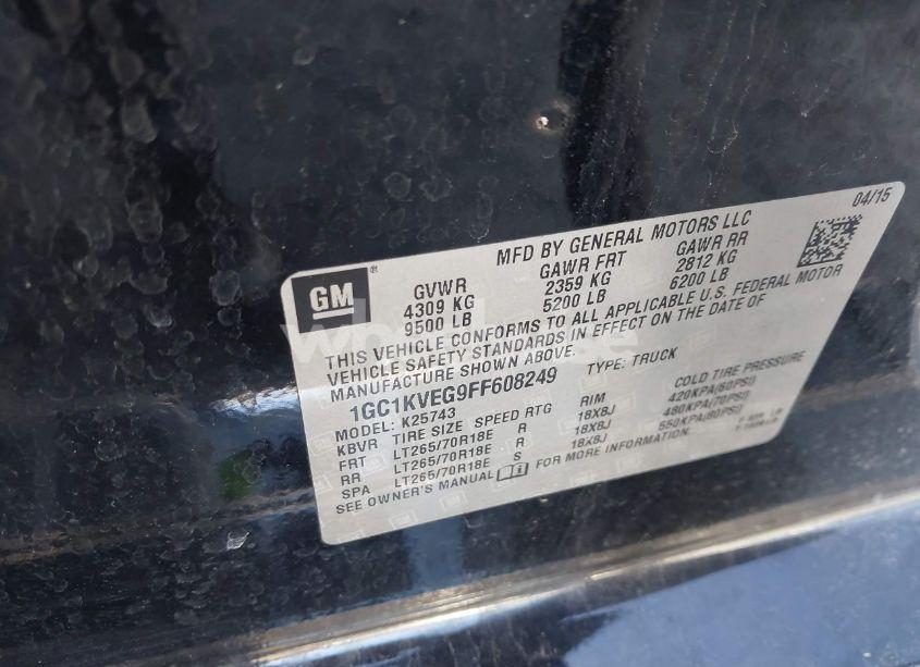 Photo 9 of 2015 Chevrolet Silverado 2500HD LT (VIN 1GC1KVEG9FF608249)