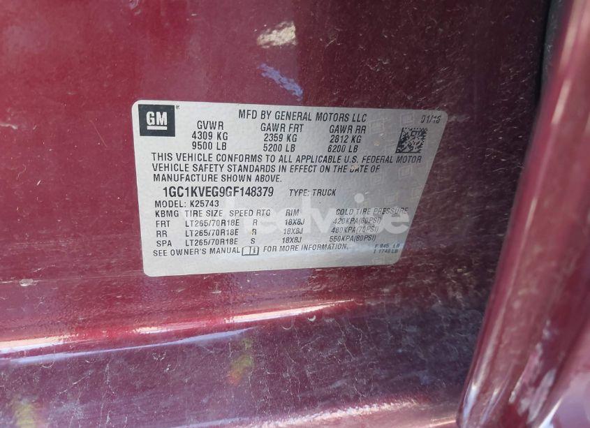 Photo 9 of 2016 Chevrolet Silverado 2500HD LT (VIN 1GC1KVEG9GF148379)