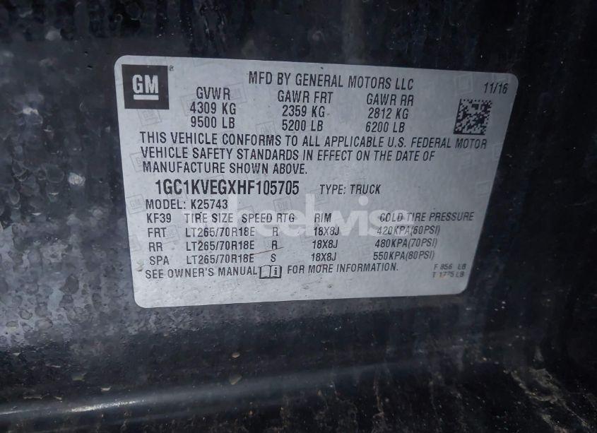 Photo 9 of 2017 Chevrolet Silverado 2500HD LT (VIN 1GC1KVEGXHF105705)