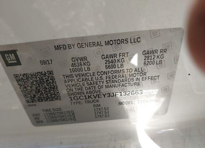 Photo 9 of 2018 Chevrolet Silverado 2500HD LT (VIN 1GC1KVEY3JF132663)