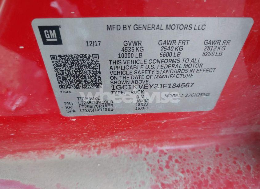 Photo 9 of 2018 Chevrolet Silverado 2500HD LT (VIN 1GC1KVEY3JF184567)