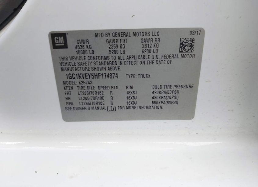 Photo 9 of 2017 Chevrolet Silverado 2500HD LT (VIN 1GC1KVEY5HF174374)