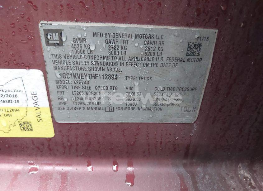 Photo 9 of 2017 Chevrolet Silverado 2500HD LT (VIN 1GC1KVEY7HF112894)