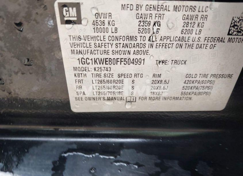 Photo 9 of 2015 Chevrolet Silverado 2500HD LTZ (VIN 1GC1KWE80FF504991)