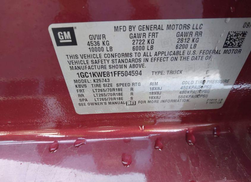 Photo 9 of 2015 Chevrolet Silverado 2500HD LTZ (VIN 1GC1KWE81FF504594)