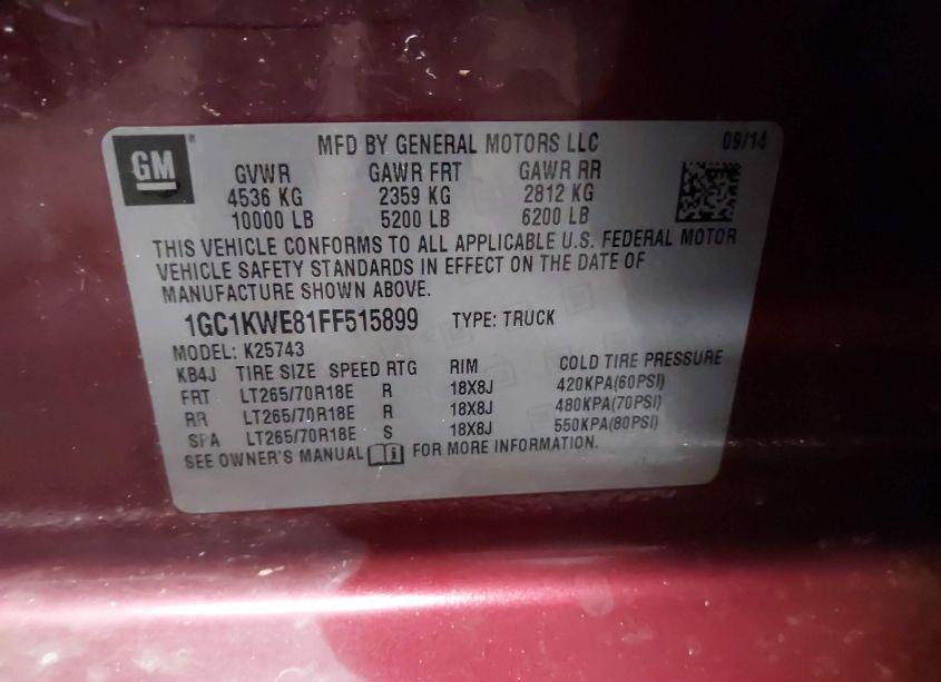 Photo 9 of 2015 Chevrolet Silverado 2500HD LTZ (VIN 1GC1KWE81FF515899)