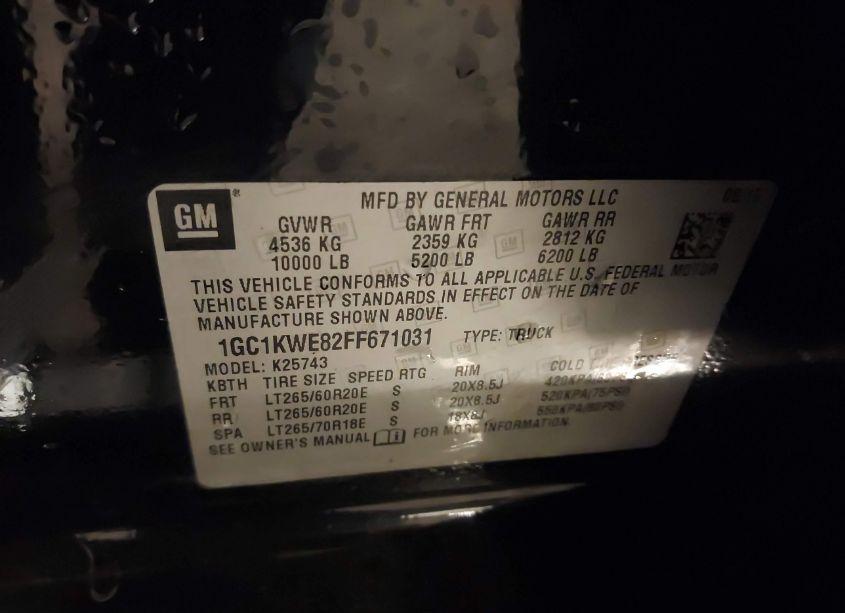 Photo 9 of 2015 Chevrolet Silverado 2500HD LTZ (VIN 1GC1KWE82FF671031)