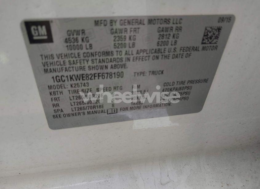 Photo 9 of 2015 Chevrolet Silverado 2500HD LTZ (VIN 1GC1KWE82FF678190)