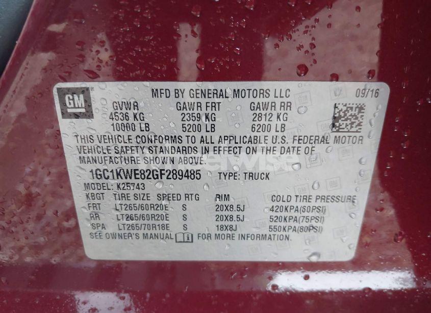 Photo 9 of 2016 Chevrolet Silverado 2500HD LTZ (VIN 1GC1KWE82GF289485)