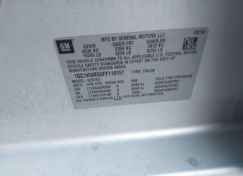 Photo 9 of 2015 Chevrolet Silverado 2500HD LTZ (VIN 1GC1KWE83FF110157)