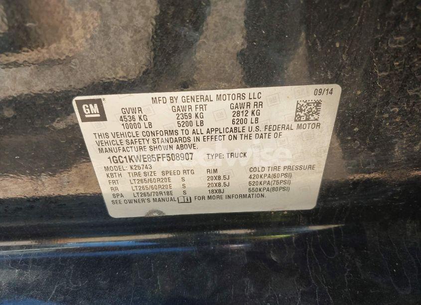 Photo 9 of 2015 Chevrolet Silverado 2500HD LTZ (VIN 1GC1KWE85FF508907)