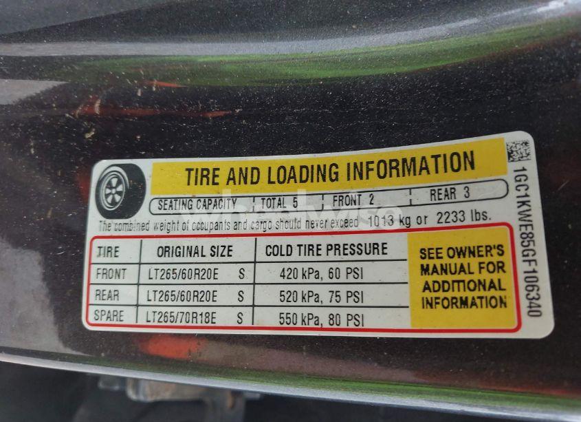 Photo 9 of 2016 Chevrolet Silverado 2500HD LTZ (VIN 1GC1KWE85GF106340)