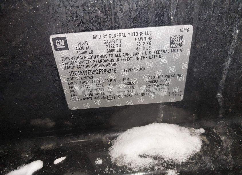 Photo 9 of 2016 Chevrolet Silverado 2500HD LTZ (VIN 1GC1KWE85GF299315)