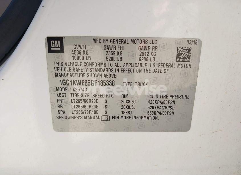 Photo 9 of 2016 Chevrolet Silverado 2500HD LTZ (VIN 1GC1KWE86GF185338)