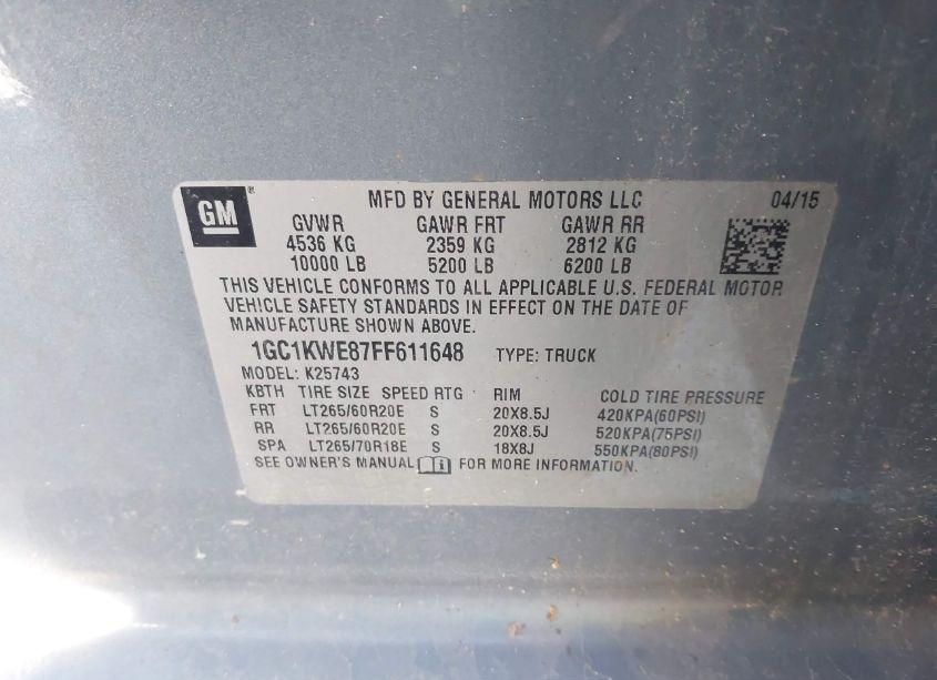 Photo 9 of 2015 Chevrolet Silverado 2500HD LTZ (VIN 1GC1KWE87FF611648)