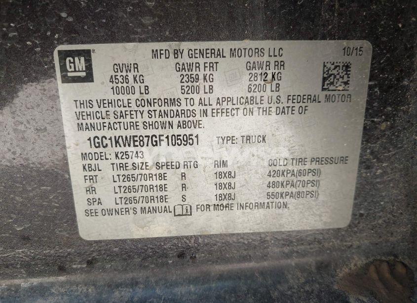 Photo 9 of 2016 Chevrolet Silverado 2500HD LTZ (VIN 1GC1KWE87GF105951)