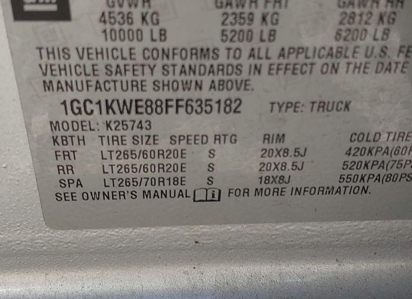 Photo 9 of 2015 Chevrolet Silverado 2500HD LTZ (VIN 1GC1KWE88FF635182)